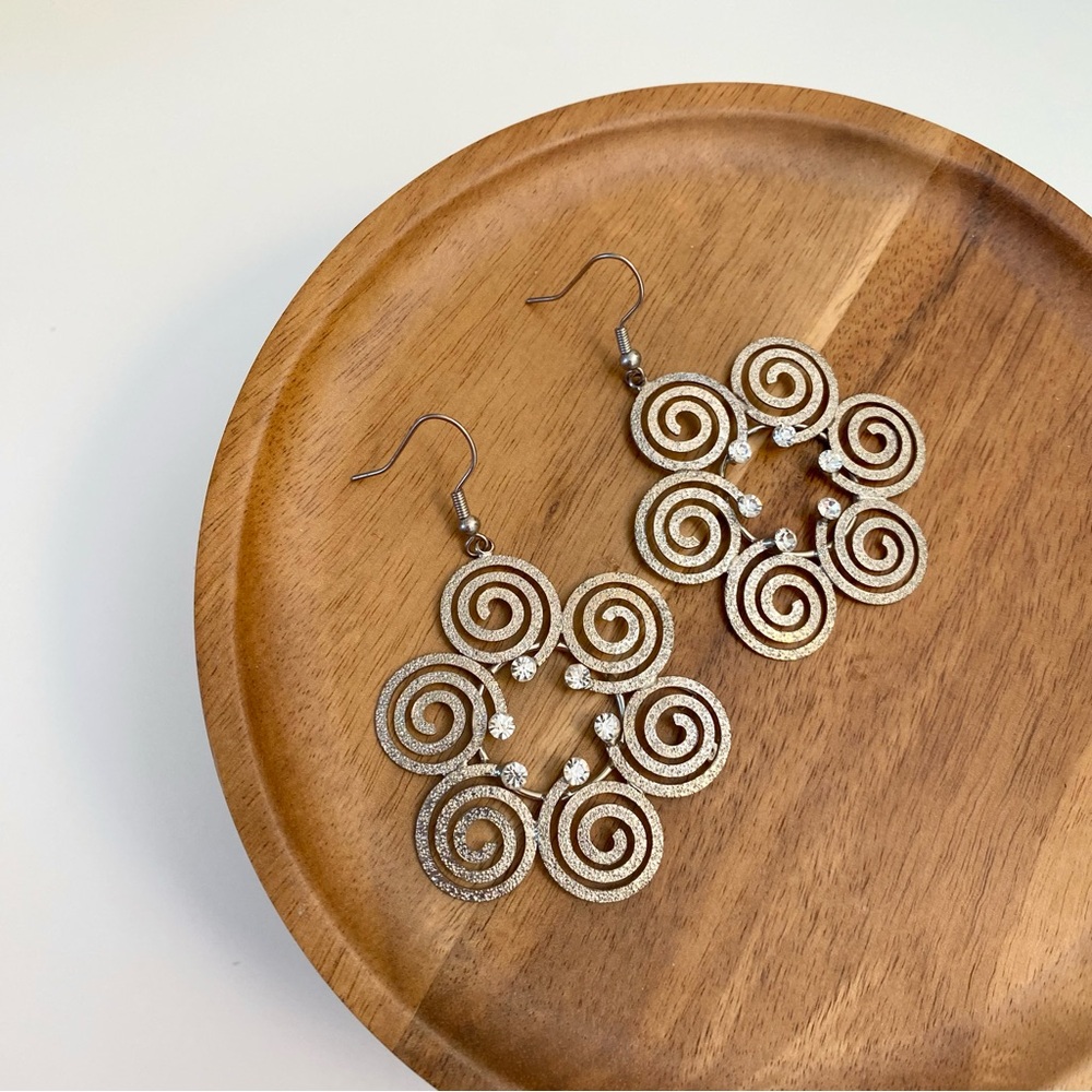 4/$15 Textured Elegant Spiral Gold Earrings